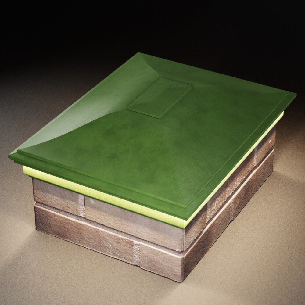 Колпак Zking Монблан Зеленый на столб 2х1.5 кирпича (515х385мм) c подсветкой в Рубцовске фото