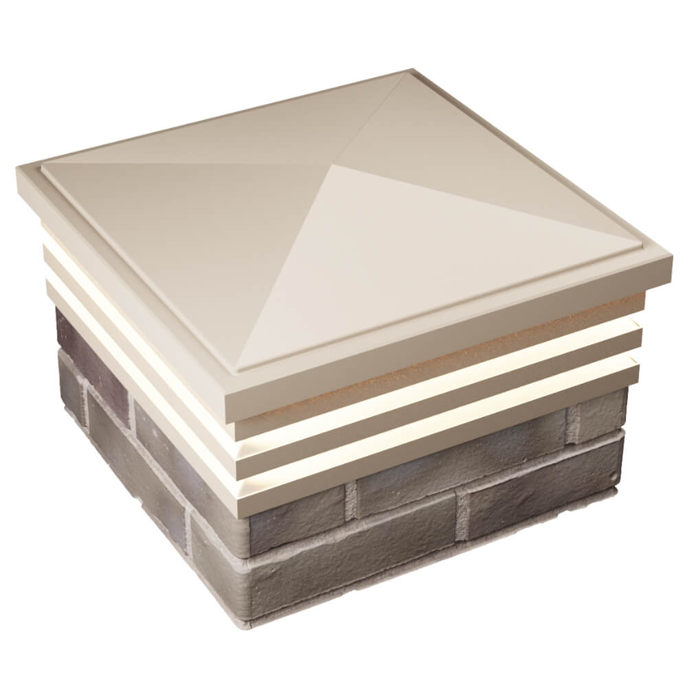 Колпак Zking Бона ХайТек Бежевый на столб 1.5х1.5 кирпича (385х385мм) с подсветкой в Рубцовске фото