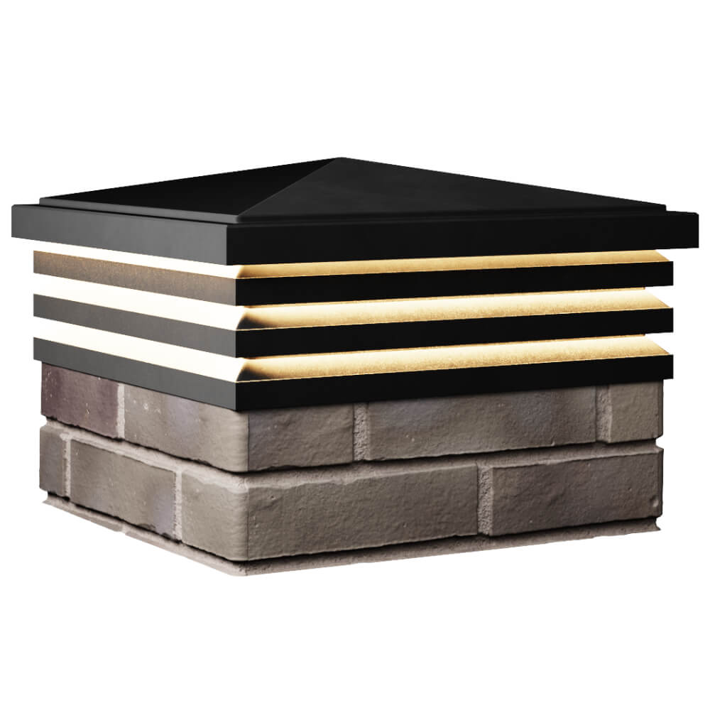 Колпак Zking Бона ХайТек Черный на столб 1.5х1.5 кирпича (385х385мм) с подсветкой в Рубцовске фото