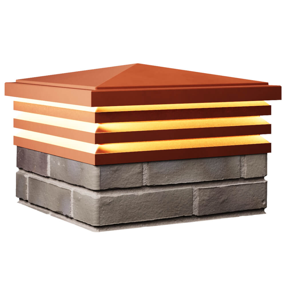 Колпак Zking Бона ХайТек Красный на столб 1.5х1.5 кирпича (385х385мм) с подсветкой в Рубцовске фото