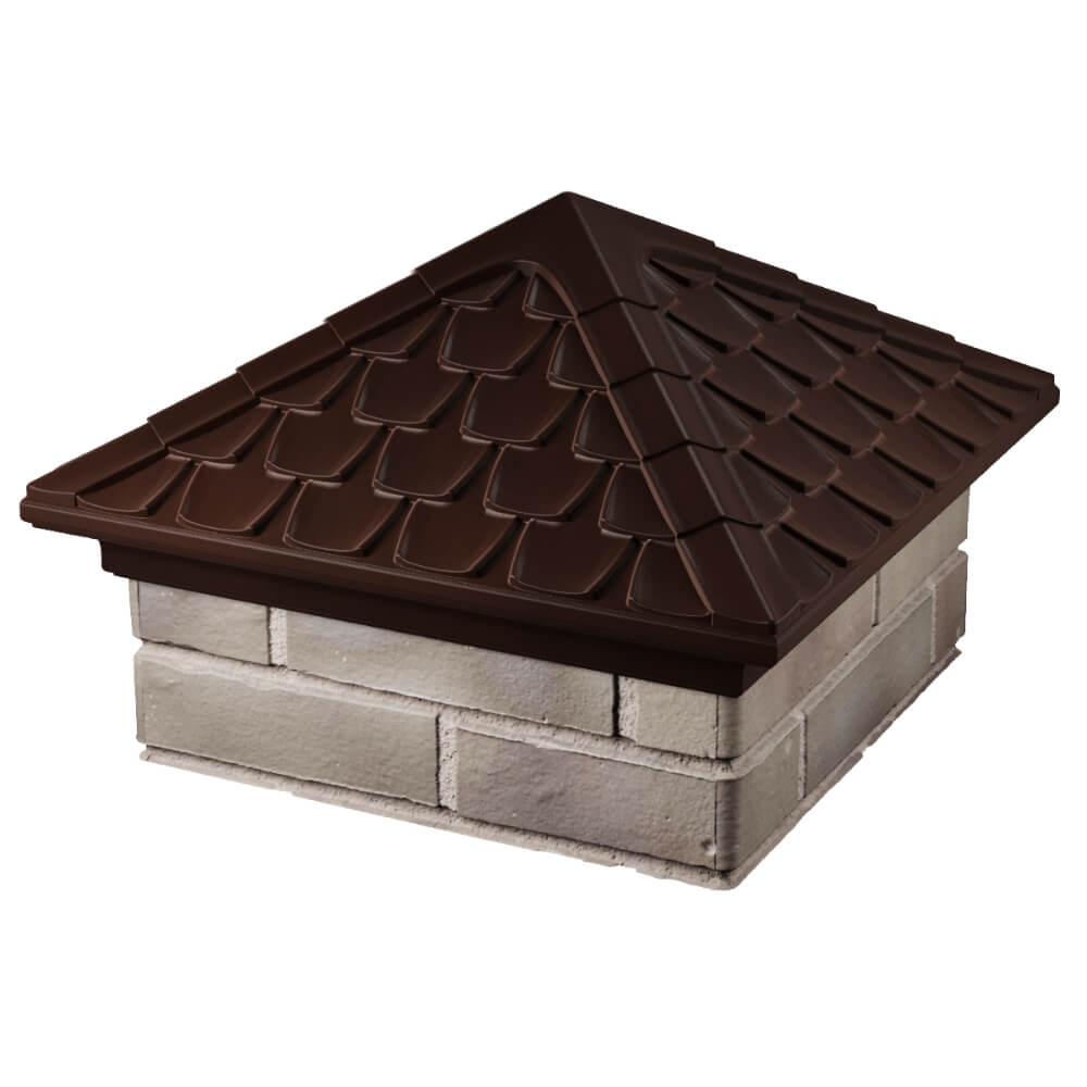 Колпак Zking Эльбрус Коричневый на столб 1.5х1.5 кирпича (385х385мм) в Рубцовске фото