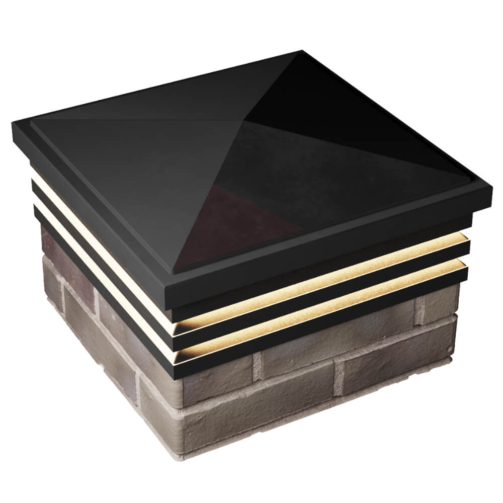 Колпак Zking Бона ХайТек Черный на столб 1.5х1.5 кирпича (385х385мм) с подсветкой в Рубцовске фото