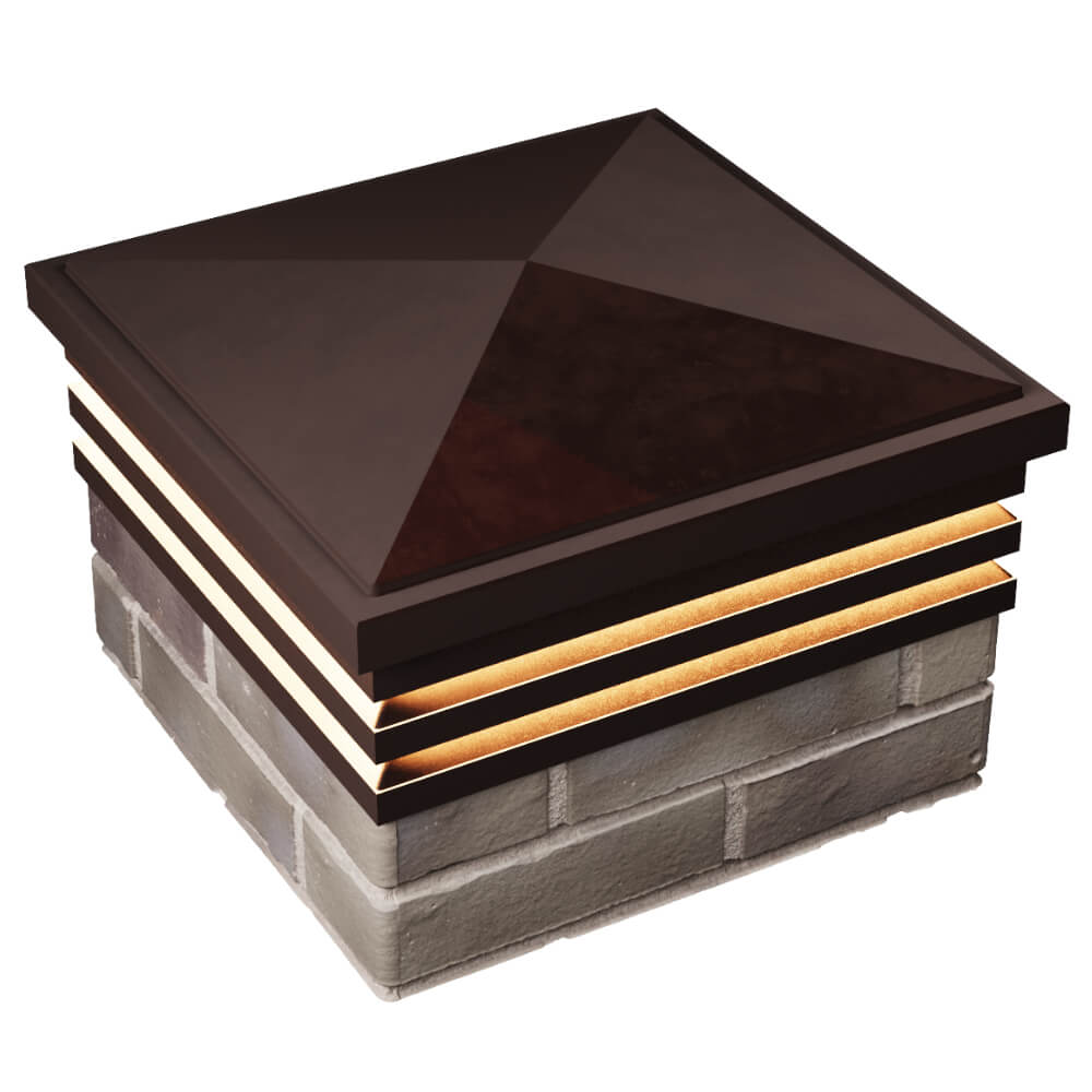 Колпак Zking Бона ХайТек Коричневый на столб 1.5х1.5 кирпича (385х385мм) с подсветкой в Рубцовске фото