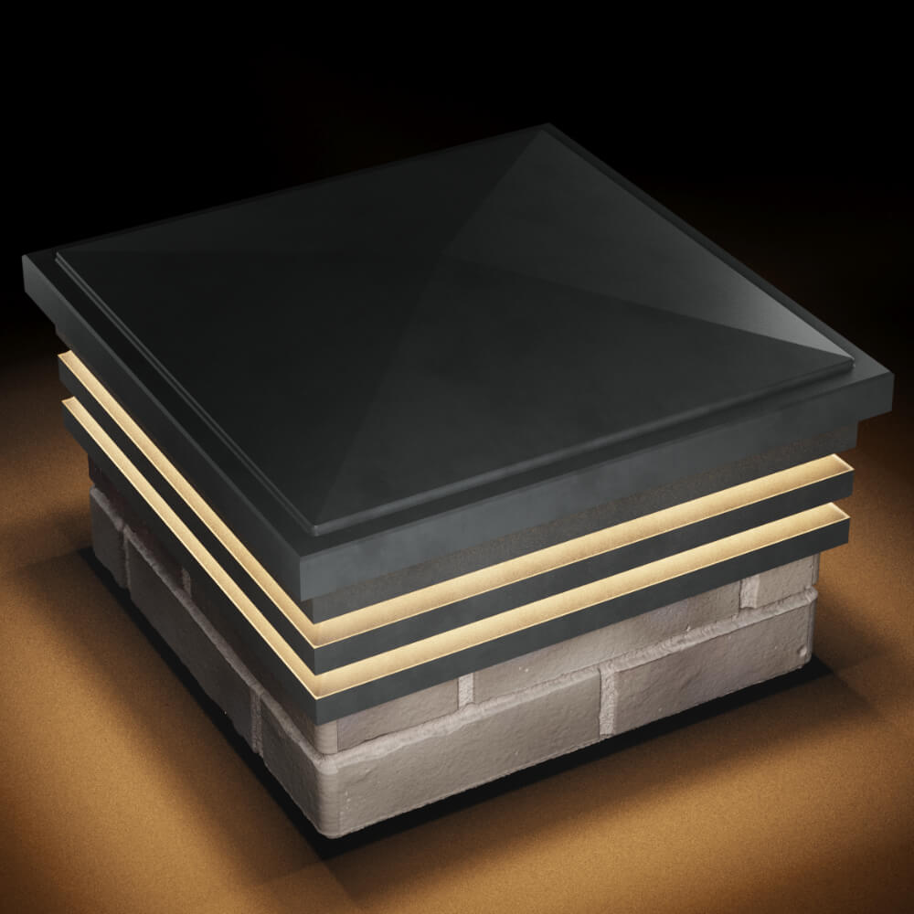 Колпак Zking Бона ХайТек Серый на столб 1.5х1.5 кирпича (385х385мм) с подсветкой в Рубцовске фото