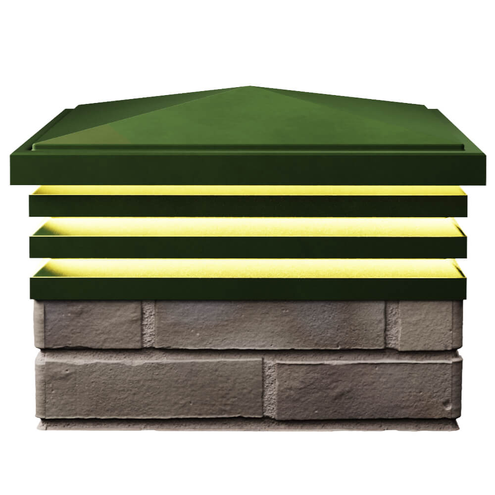 Колпак Zking Бона ХайТек Зеленый на столб 1.5х1.5 кирпича (385х385мм) с подсветкой в Рубцовске фото