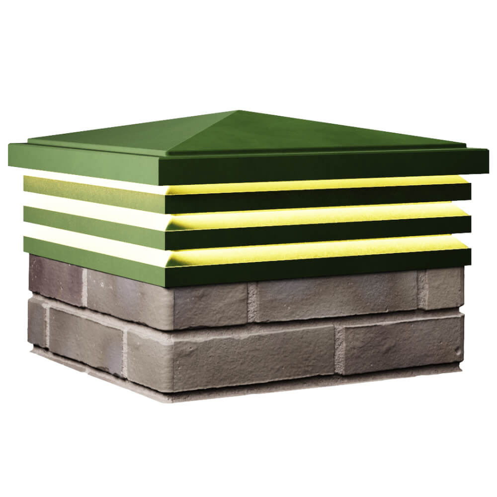 Колпак Zking Бона ХайТек Зеленый на столб 1.5х1.5 кирпича (385х385мм) с подсветкой в Рубцовске фото