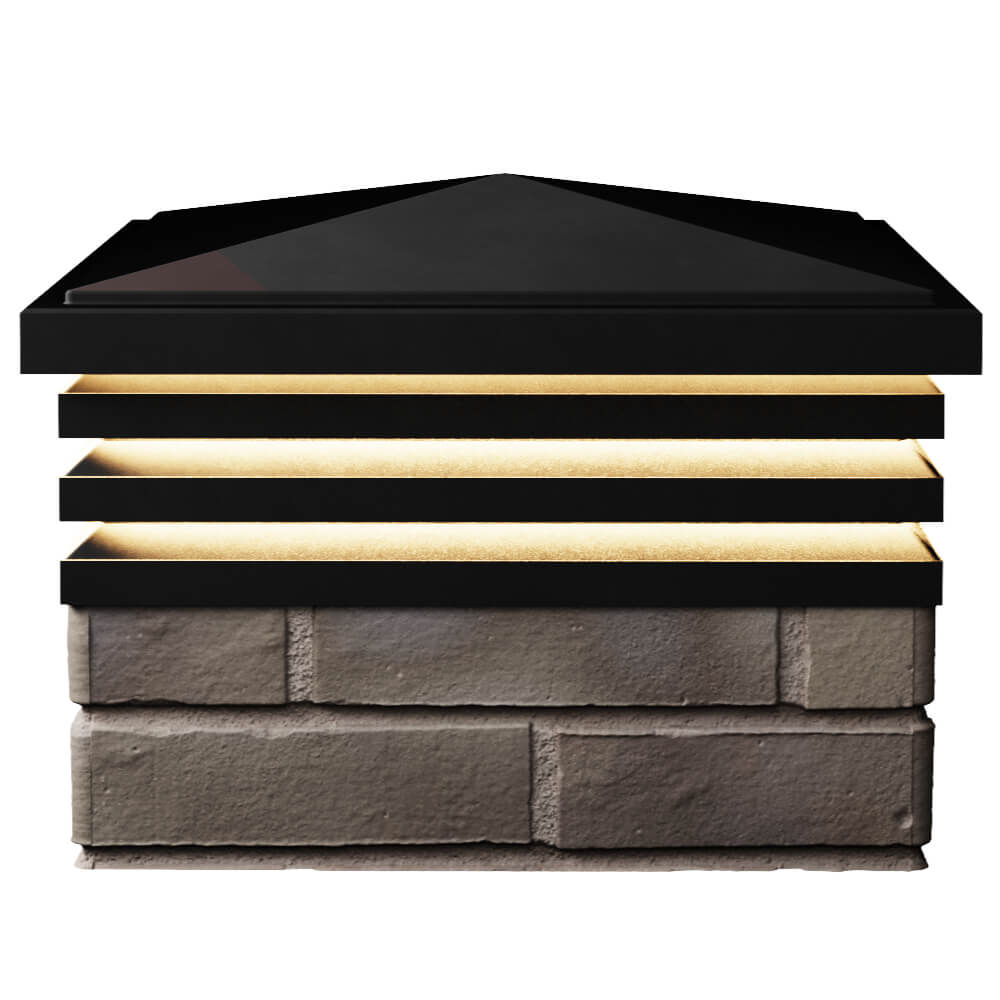 Колпак Zking Бона ХайТек Черный на столб 1.5х1.5 кирпича (385х385мм) с подсветкой в Рубцовске фото