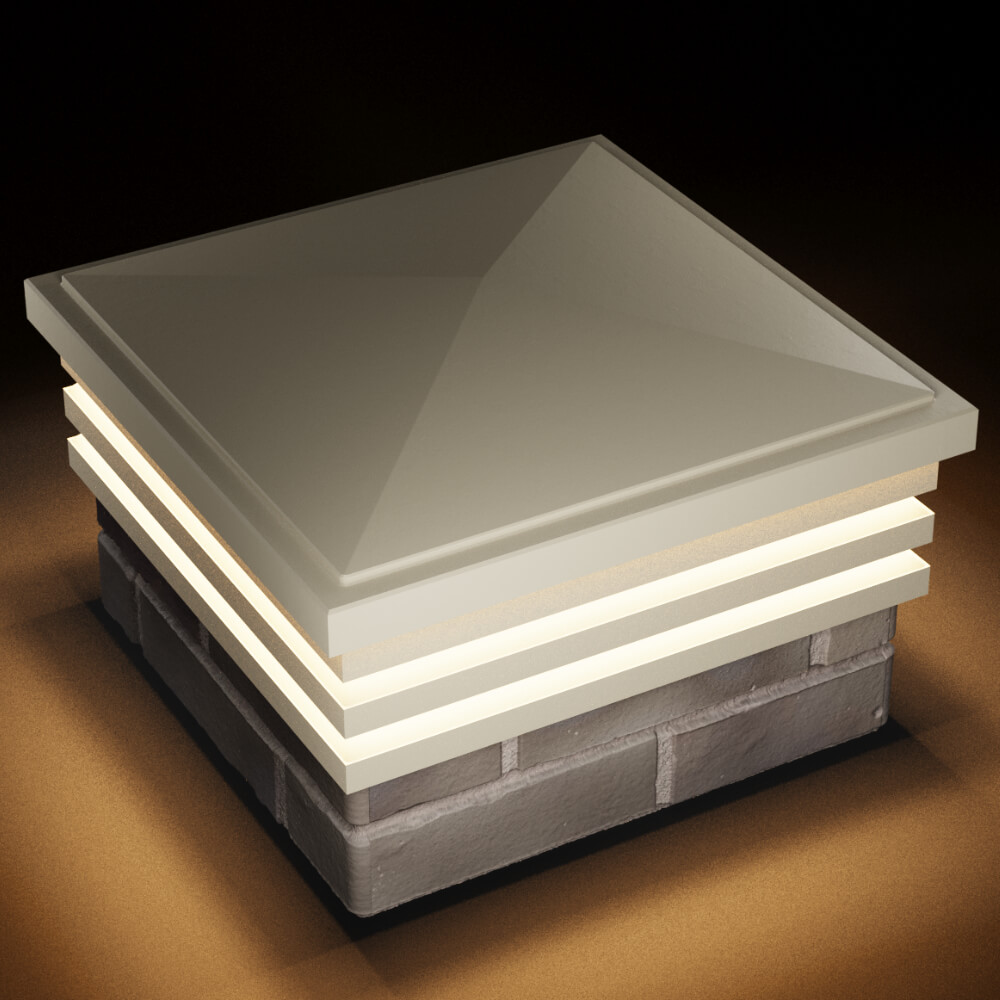 Колпак Zking Бона ХайТек Бежевый на столб 1.5х1.5 кирпича (385х385мм) с подсветкой в Рубцовске фото