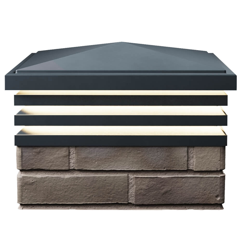 Колпак Zking Бона ХайТек Серый на столб 1.5х1.5 кирпича (385х385мм) с подсветкой в Рубцовске фото