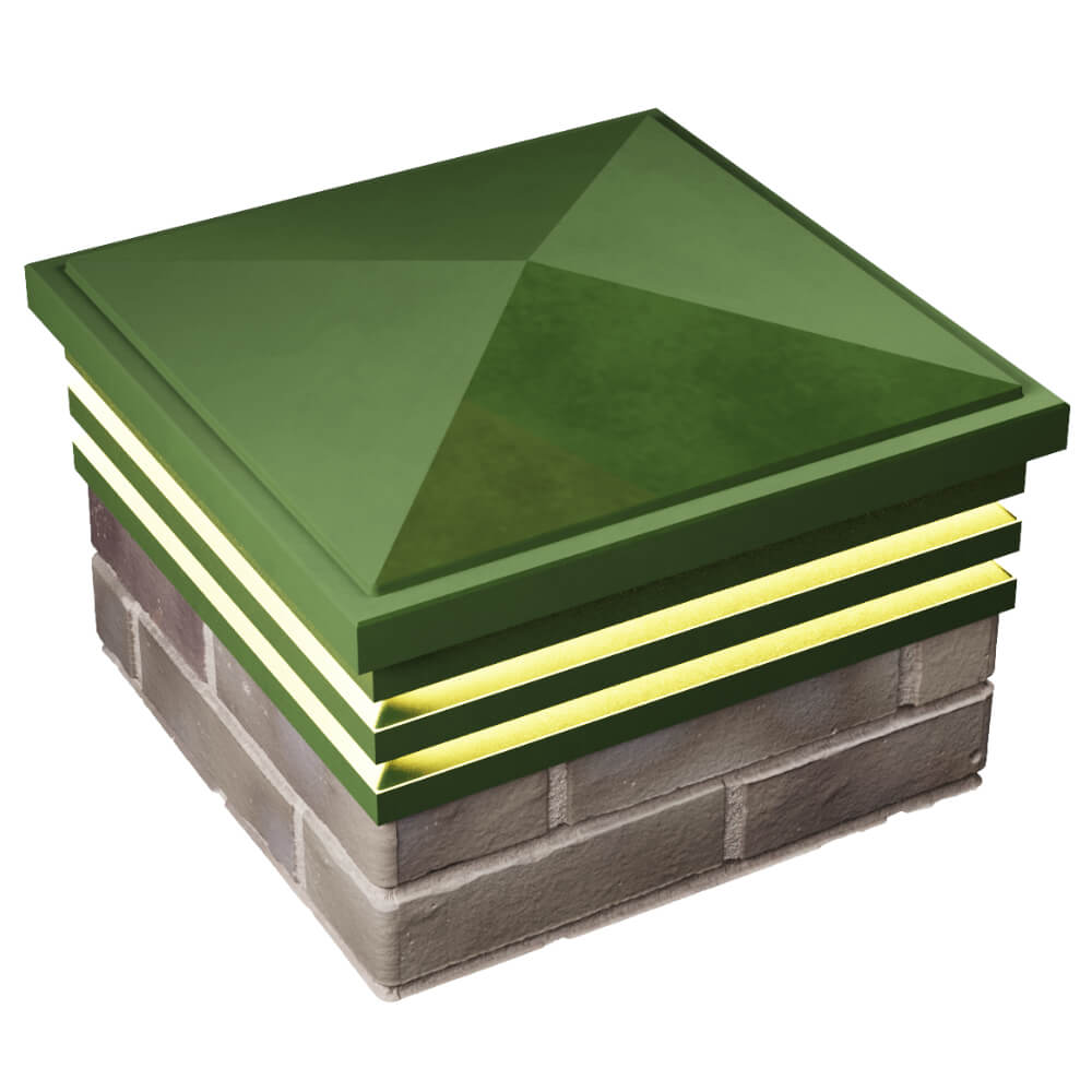 Колпак Zking Бона ХайТек Зеленый на столб 1.5х1.5 кирпича (385х385мм) с подсветкой в Рубцовске фото