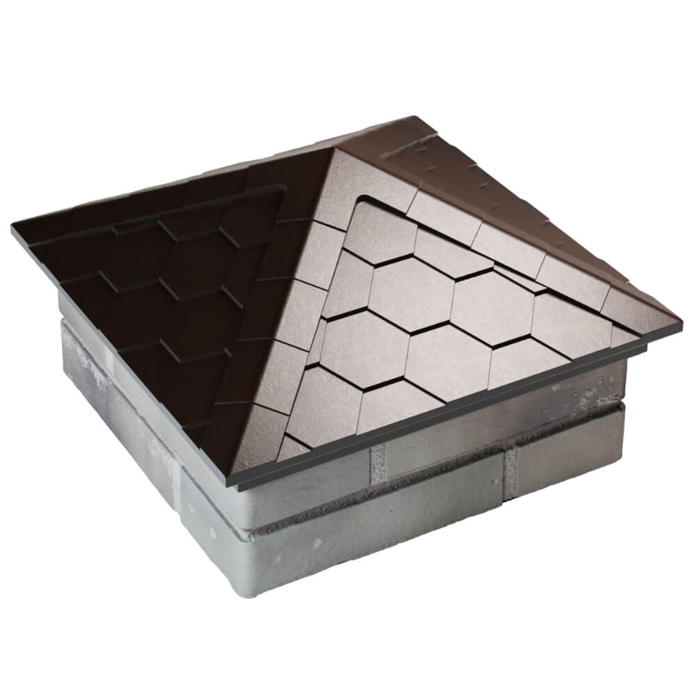 Колпак Zking Эверест Коричневый на столб 1.5х1.5 кирпича (390х390мм) в Рубцовске фото