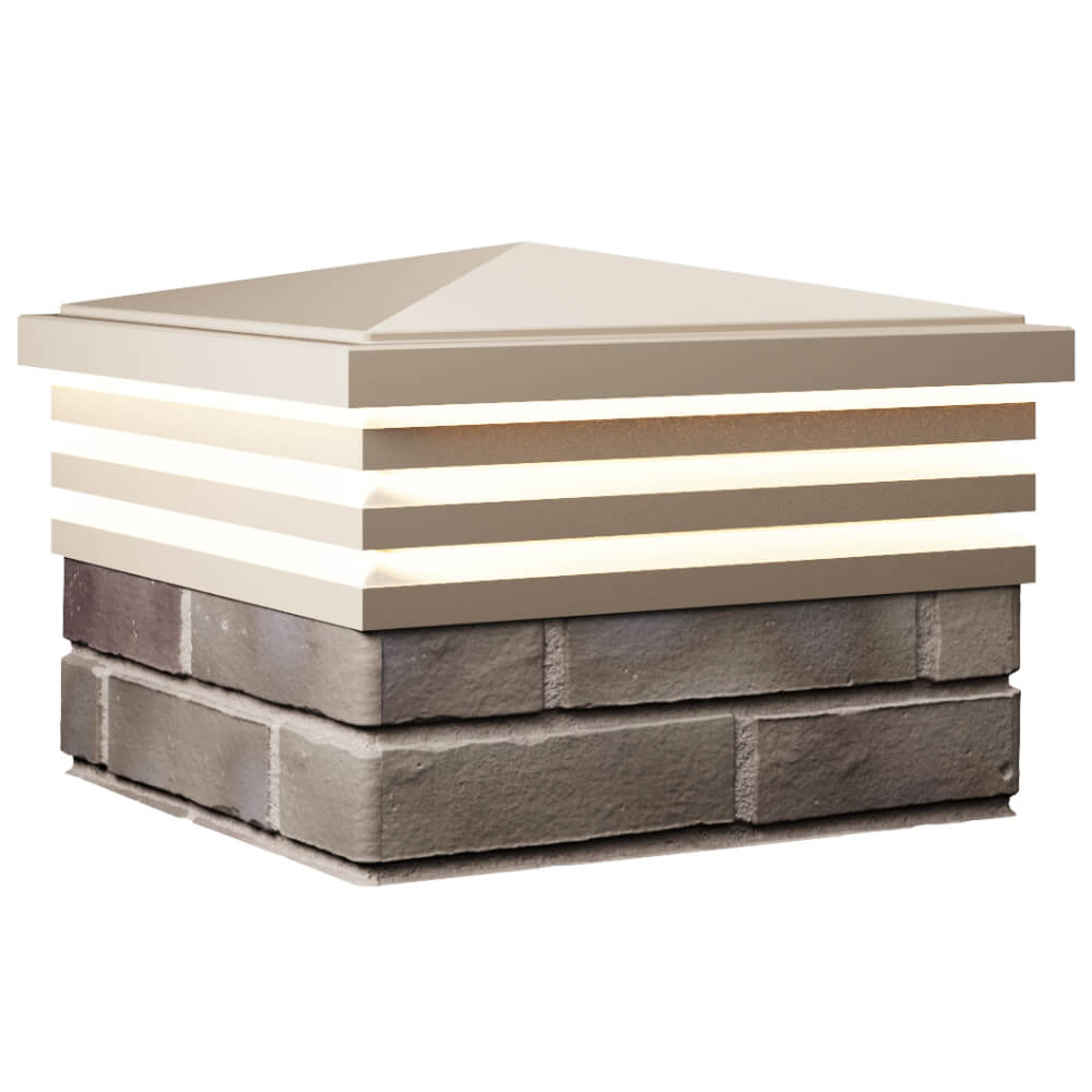 Колпак Zking Бона ХайТек Бежевый на столб 1.5х1.5 кирпича (385х385мм) с подсветкой в Рубцовске фото