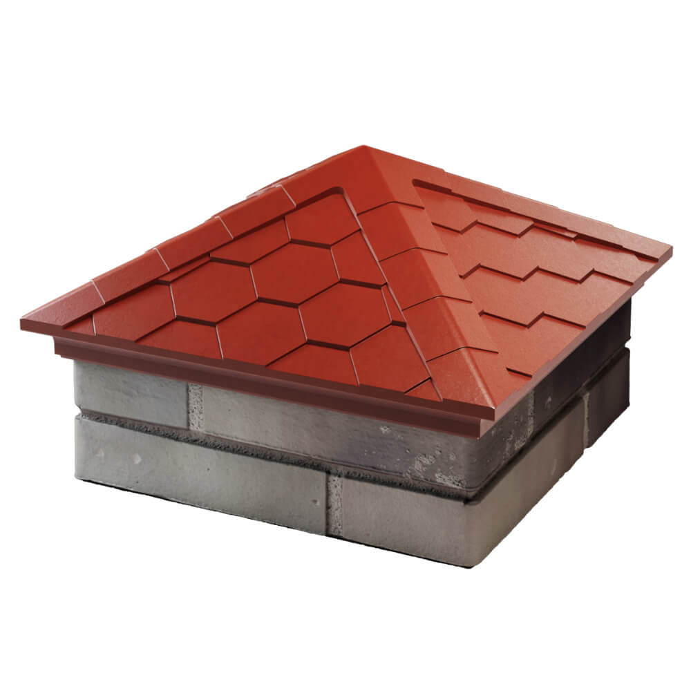 Колпак Zking Эверест Красный на столб 1.5х1.5 кирпича (390х390мм) в Рубцовске фото