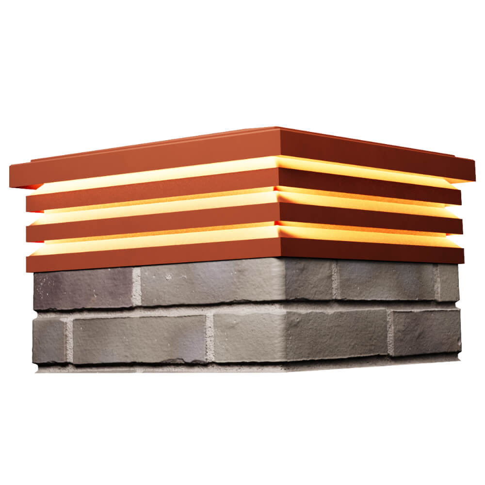 Колпак Zking Бона ХайТек Красный на столб 1.5х1.5 кирпича (385х385мм) с подсветкой в Рубцовске фото