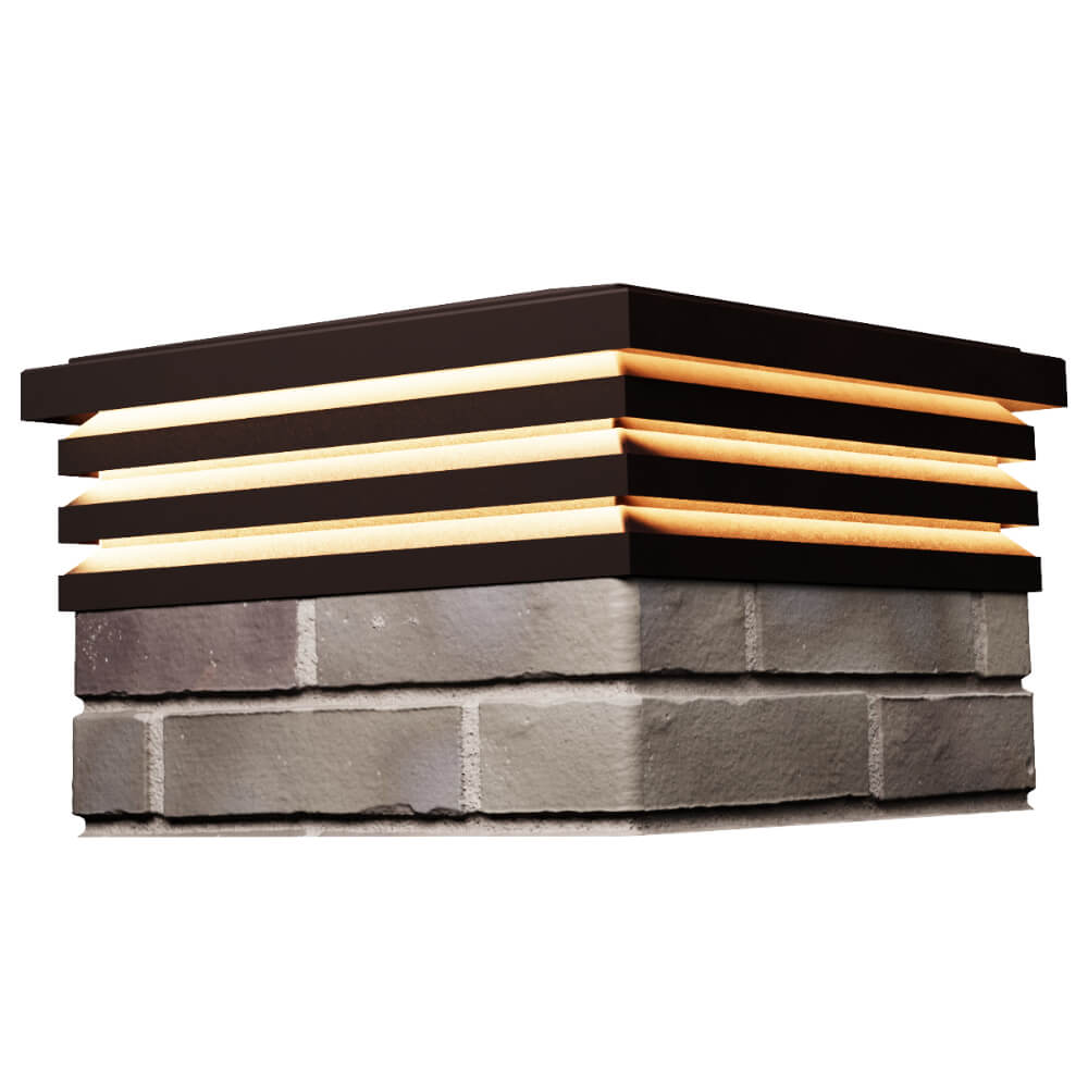 Колпак Zking Бона ХайТек Коричневый на столб 1.5х1.5 кирпича (385х385мм) с подсветкой в Рубцовске фото