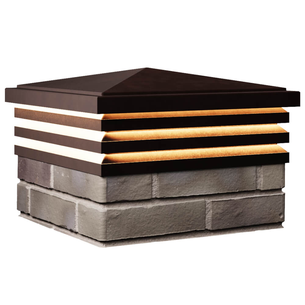 Колпак Zking Бона ХайТек Коричневый на столб 1.5х1.5 кирпича (385х385мм) с подсветкой в Рубцовске фото