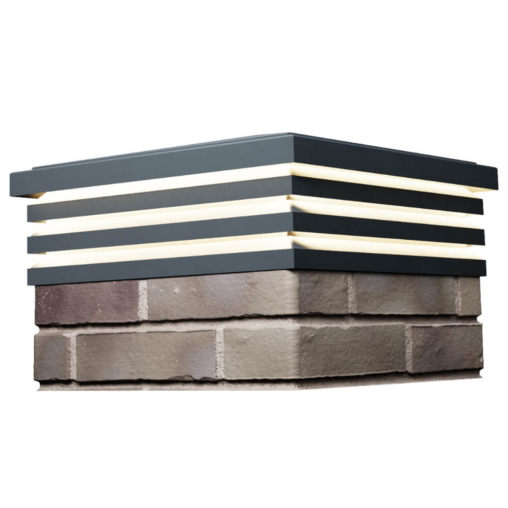 Колпак Zking Бона ХайТек Серый на столб 1.5х1.5 кирпича (385х385мм) с подсветкой в Рубцовске фото