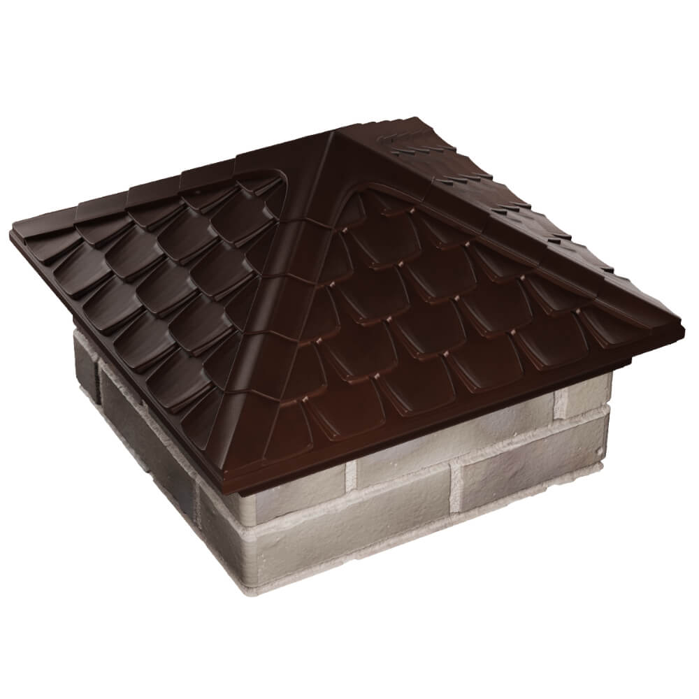 Колпак Zking Эльбрус Коричневый на столб 1.5х1.5 кирпича (385х385мм) в Рубцовске фото