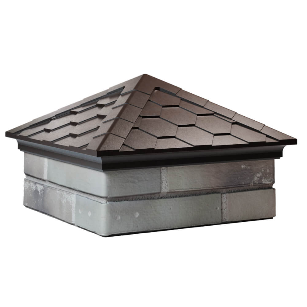 Колпак Zking Эверест Коричневый на столб 1.5х1.5 кирпича (390х390мм) в Рубцовске фото