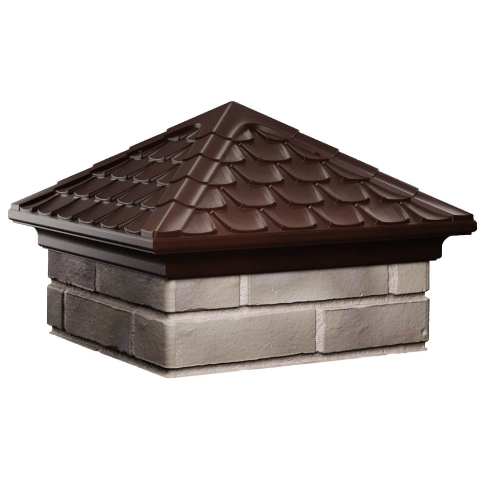 Колпак Zking Эльбрус Коричневый на столб 1.5х1.5 кирпича (385х385мм) в Рубцовске фото