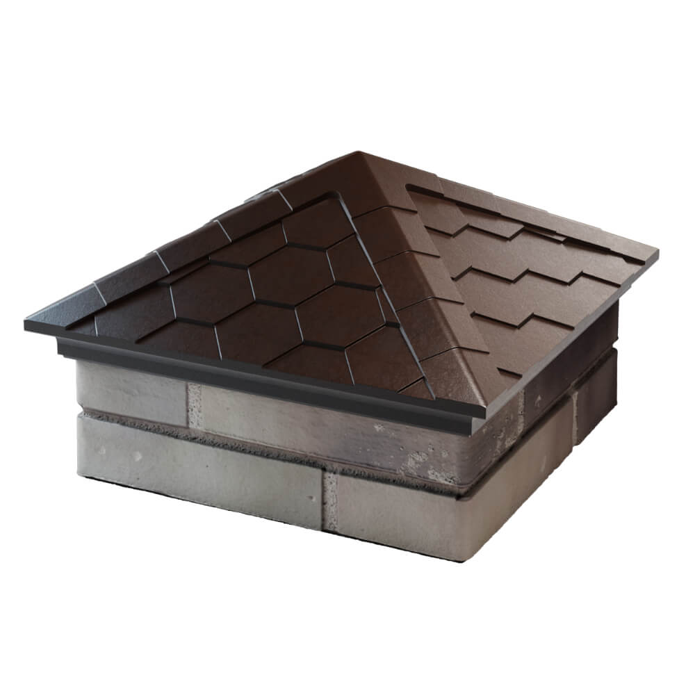 Колпак Zking Эверест Коричневый на столб 1.5х1.5 кирпича (390х390мм) в Рубцовске фото